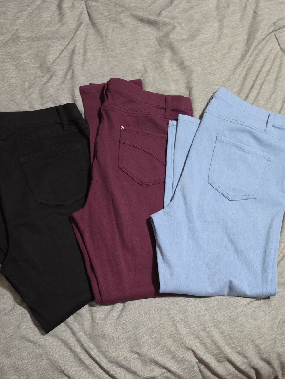 Faded Glory Skinny Jeans in Black, Burgundy & Light Blue